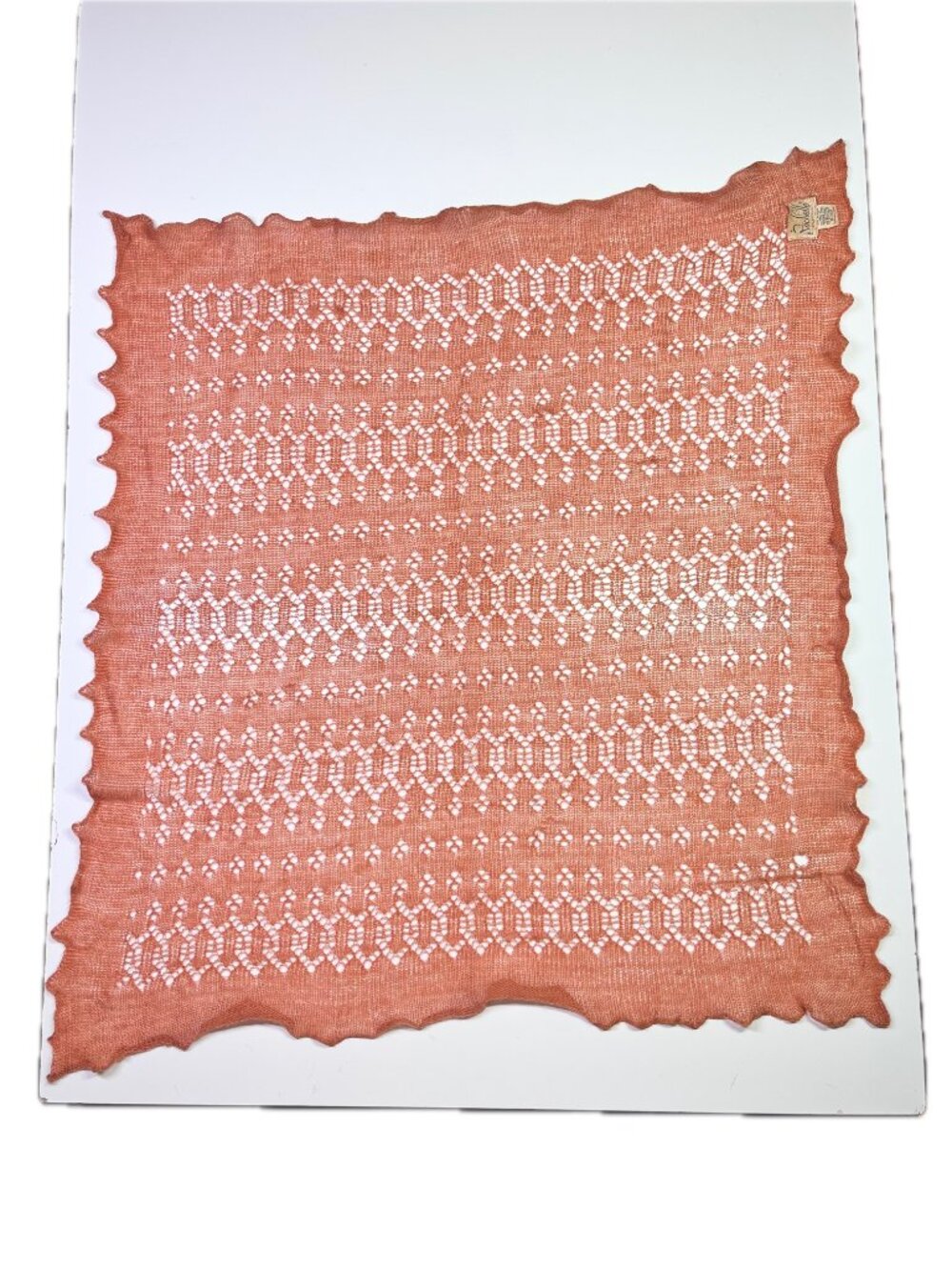 Vintage Rochelle California Acrylic Open-Knit Scarf Delicate Orange